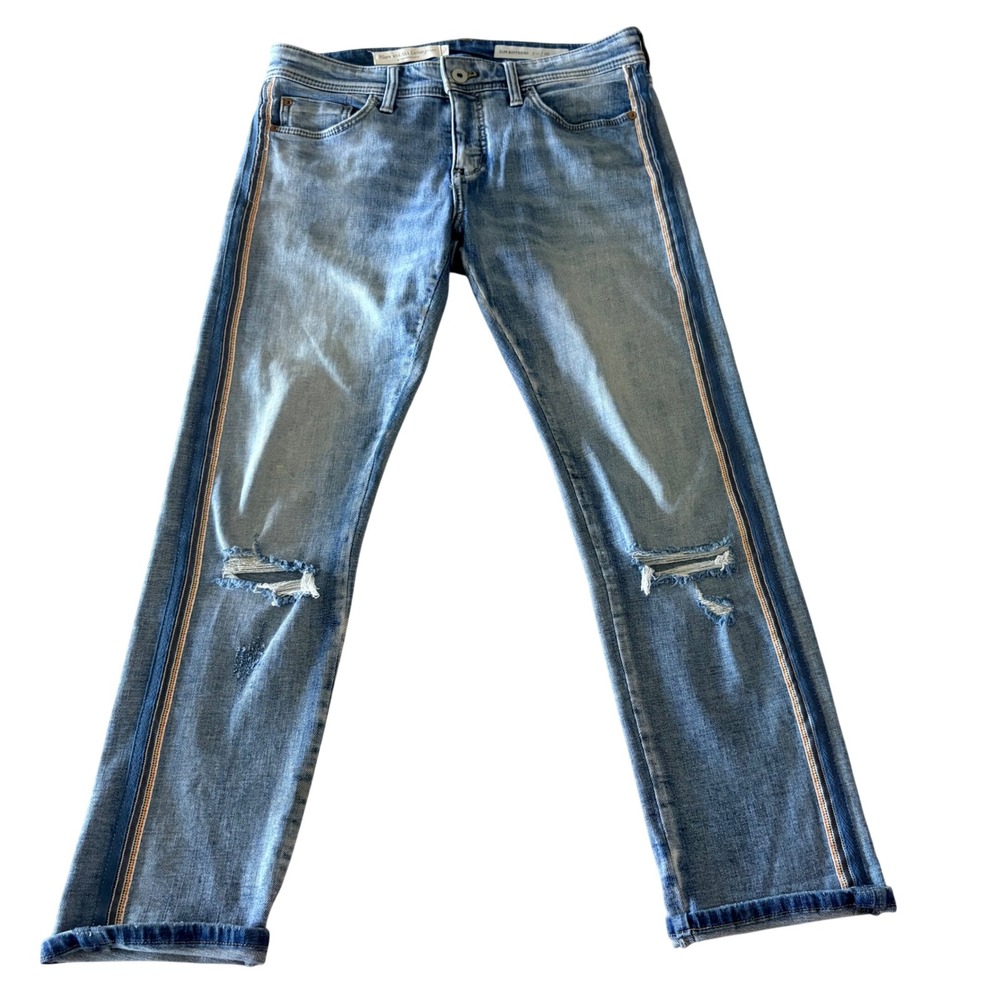 Pilcro and the Letterpress Slim Boyfriend Jeans 26 Petite Side Stripe Distressed